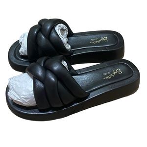 NEW Seychelles Black Low Key Glow Up Sirens Leather Sandals Womens 9.5